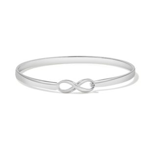 Engravable Sterling Silver Infinity Bangle Bracelet, 7 inches - Infinity Jewelry - Personalized Bracelet for Women - Couples Bracelet - Gift for Girlfriend - Birthday Gift for Wife - Gifts for Mom