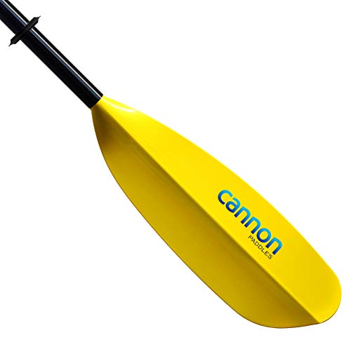 Cannon Paddles Nokomis FX Touring Kayak Paddle with Yellow Fiberglass Reinforced Polymer Blades (2-Piece), Black/Yellow, 240cm