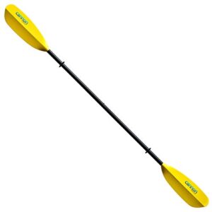 Cannon Paddles Nokomis FX Touring Kayak Paddle with Yellow Fiberglass Reinforced Polymer Blades (2-Piece), Black/Yellow, 240cm