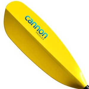 Cannon Paddles Nokomis FX Touring Kayak Paddle with Yellow Fiberglass Reinforced Polymer Blades (2-Piece), Black/Yellow, 240cm