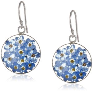 amazon essentials sterling silver blue pressed flower circle drop earrings (previously amazon collection)