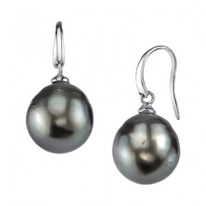 THE PEARL SOURCE Genuine Baroque Black Tahitian South Sea Cultured Pearl Rosalind Earrings for Women