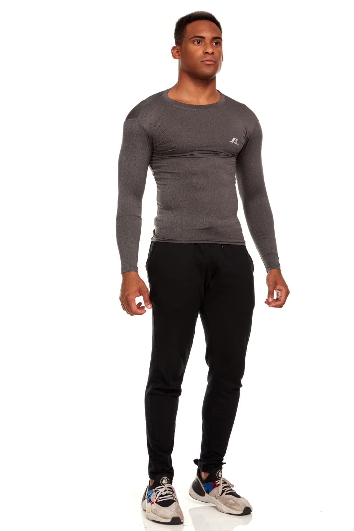 Russell Athletic Men's Compression Long Sleeve Top, Grey, X-Large