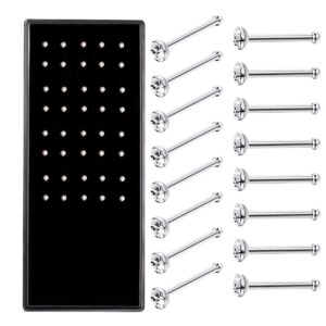 Charisma 40pcs Small Nose Studs Stainless Steel CZ Nose Piercing Jewelry Tiny Bone Studs for Women Men Hypoallergenic (2mm,Clear CZ,22G)