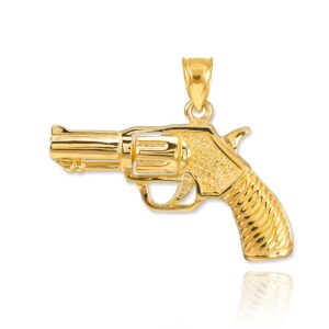 trendy necklaces fine 10k yellow gold revolver pistol charm gun pendant