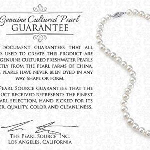 The Pearl Source 14K Gold 7-8mm AAA Quality Round White Double Freshwater Cultured Pearl Bracelet for Women