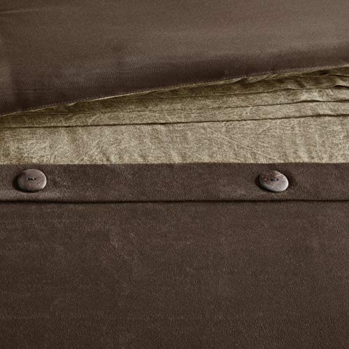 Madison Park Boone Cozy Comforter Set, Faux Suede, Deluxe Hotel Styling All Season Down Alternative Bedding Matching Shams, Decorative Pillow, California King (104 in x 92in), Rustic Brown 7 Piece