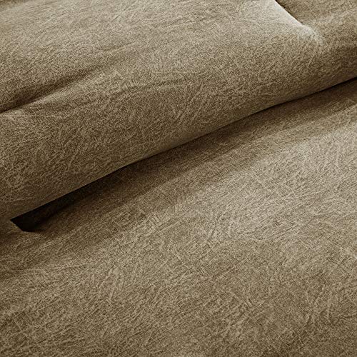 Madison Park Boone Cozy Comforter Set, Faux Suede, Deluxe Hotel Styling All Season Down Alternative Bedding Matching Shams, Decorative Pillow, California King (104 in x 92in), Rustic Brown 7 Piece