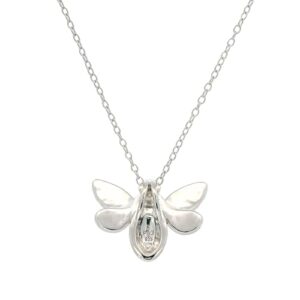 Amazon Essentials womens Sterling Silver Bumblebee Pendant Necklace Made with Crystal (18"), (previously Amazon Collection)