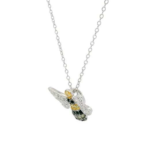 Amazon Essentials womens Sterling Silver Bumblebee Pendant Necklace Made with Crystal (18"), (previously Amazon Collection)