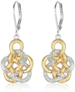 morgan & paige two tone 18k yellow gold and rhodium plated 925 sterling silver celtic knot drop earrings