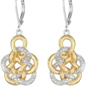 MORGAN & PAIGE Two Tone 18k Yellow Gold and Rhodium Plated 925 Sterling Silver Celtic Knot Drop Earrings