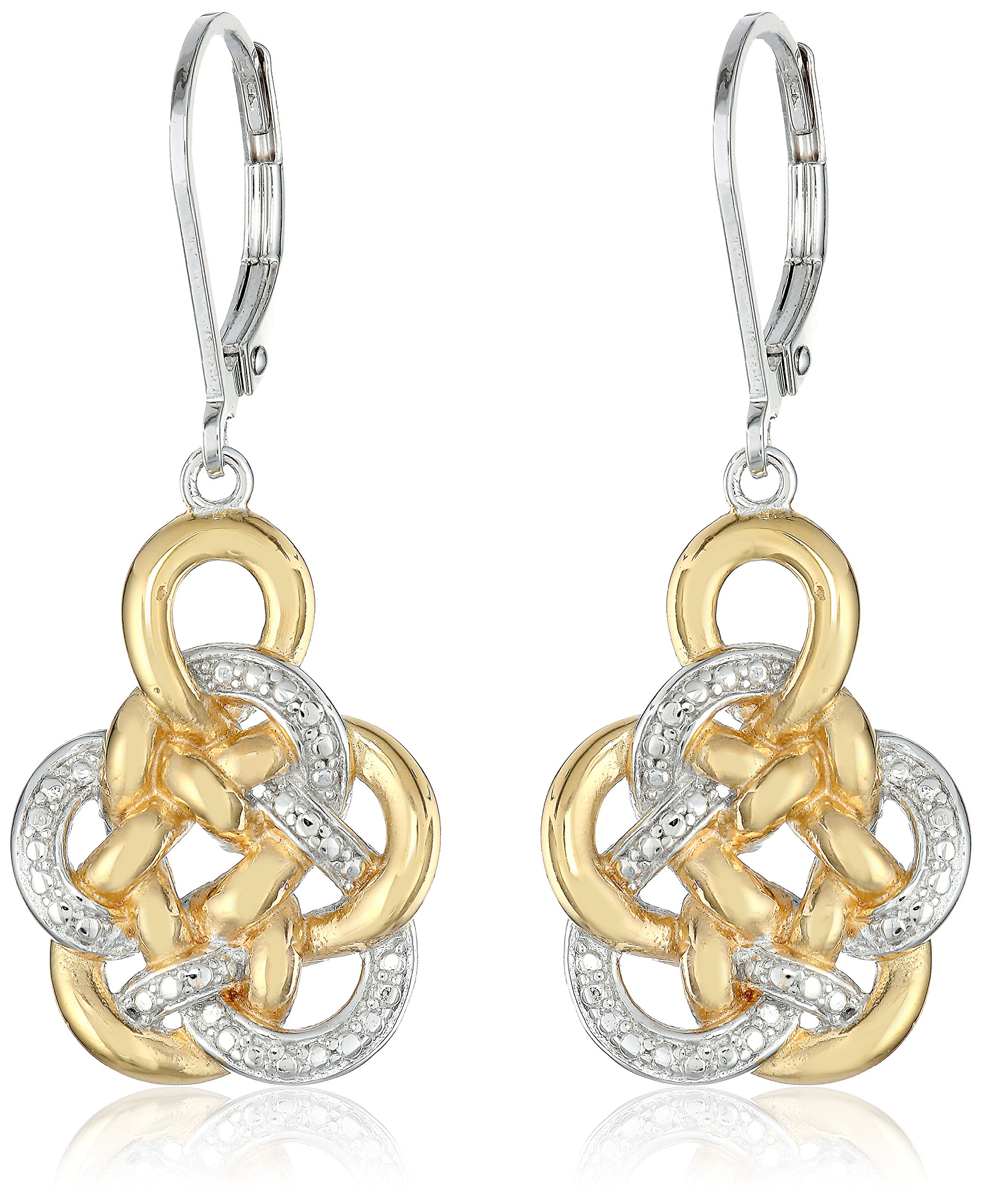 MORGAN & PAIGE Two Tone 18k Yellow Gold and Rhodium Plated 925 Sterling Silver Celtic Knot Drop Earrings