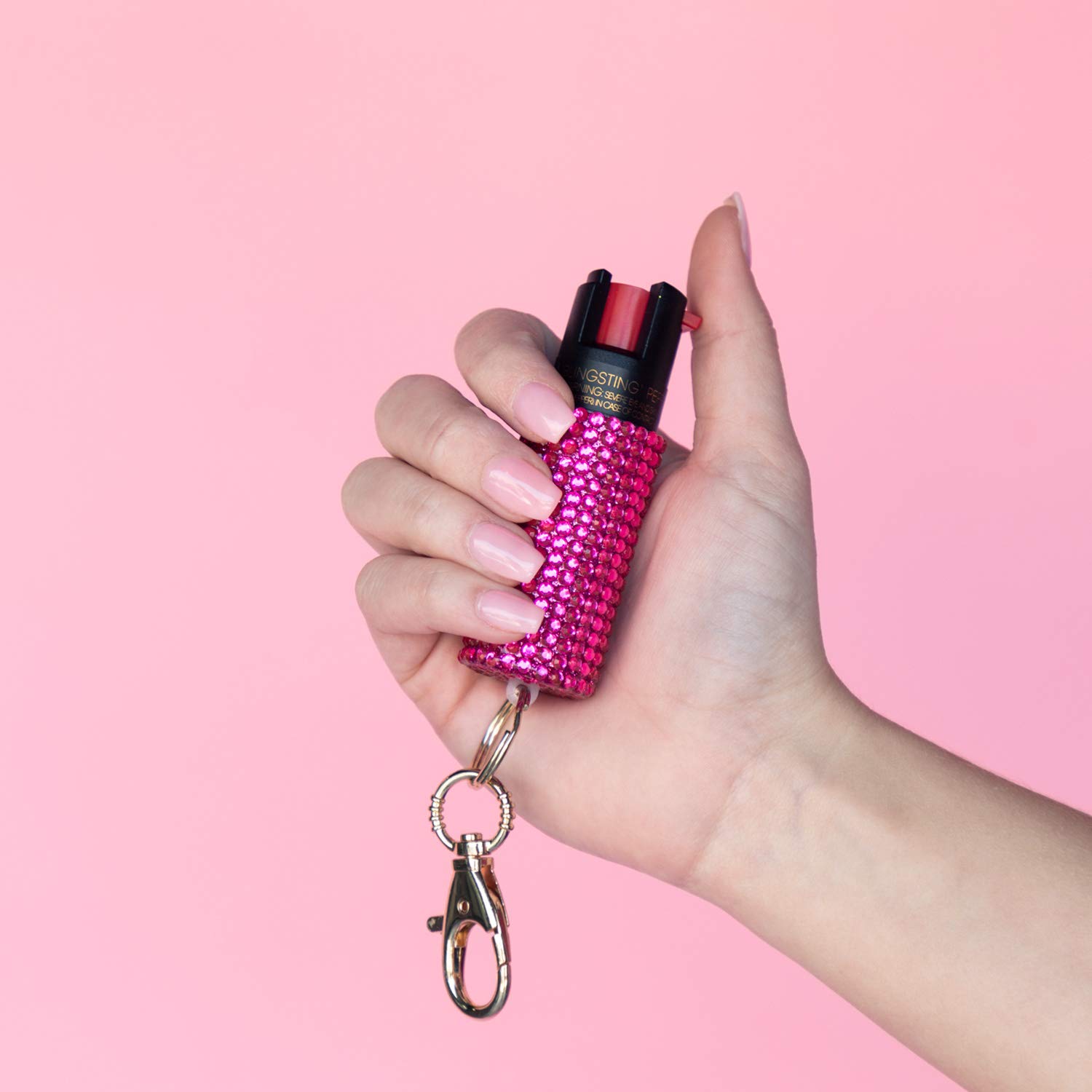 BlingSting Pepper Spray Keychain for Women Pink