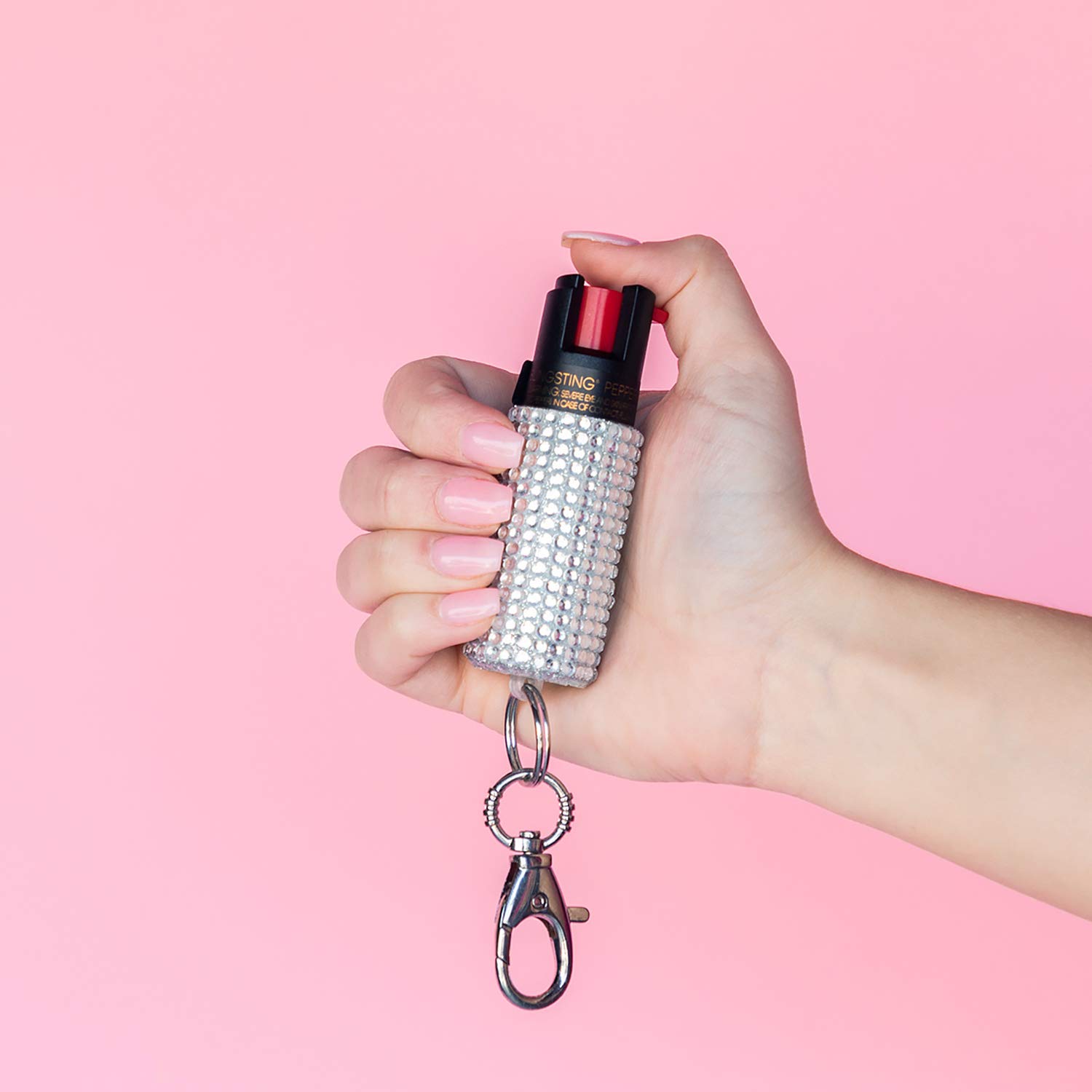 BlingSting Pepper Spray Keychain for Women Silver