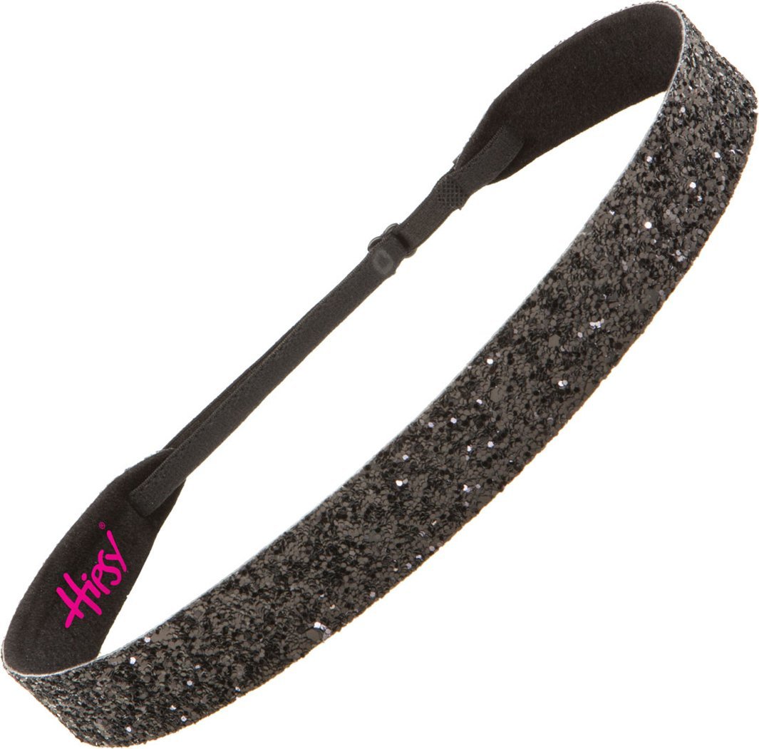 Hipsy Adjustable Non Slip Fashion Wide Bling Glitter Headbands for Women Girls & Teens 2-Pack (Black & Gold)