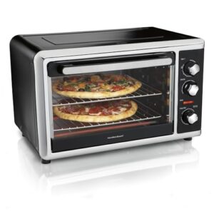 hamilton beach countertop convection oven with rotisserie, bake pans & broiler rack, extra-large capacity, black (31105d)