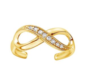 ritastephens 10k solid gold cubic zirconia infinity adjustable toe ring body jewelry