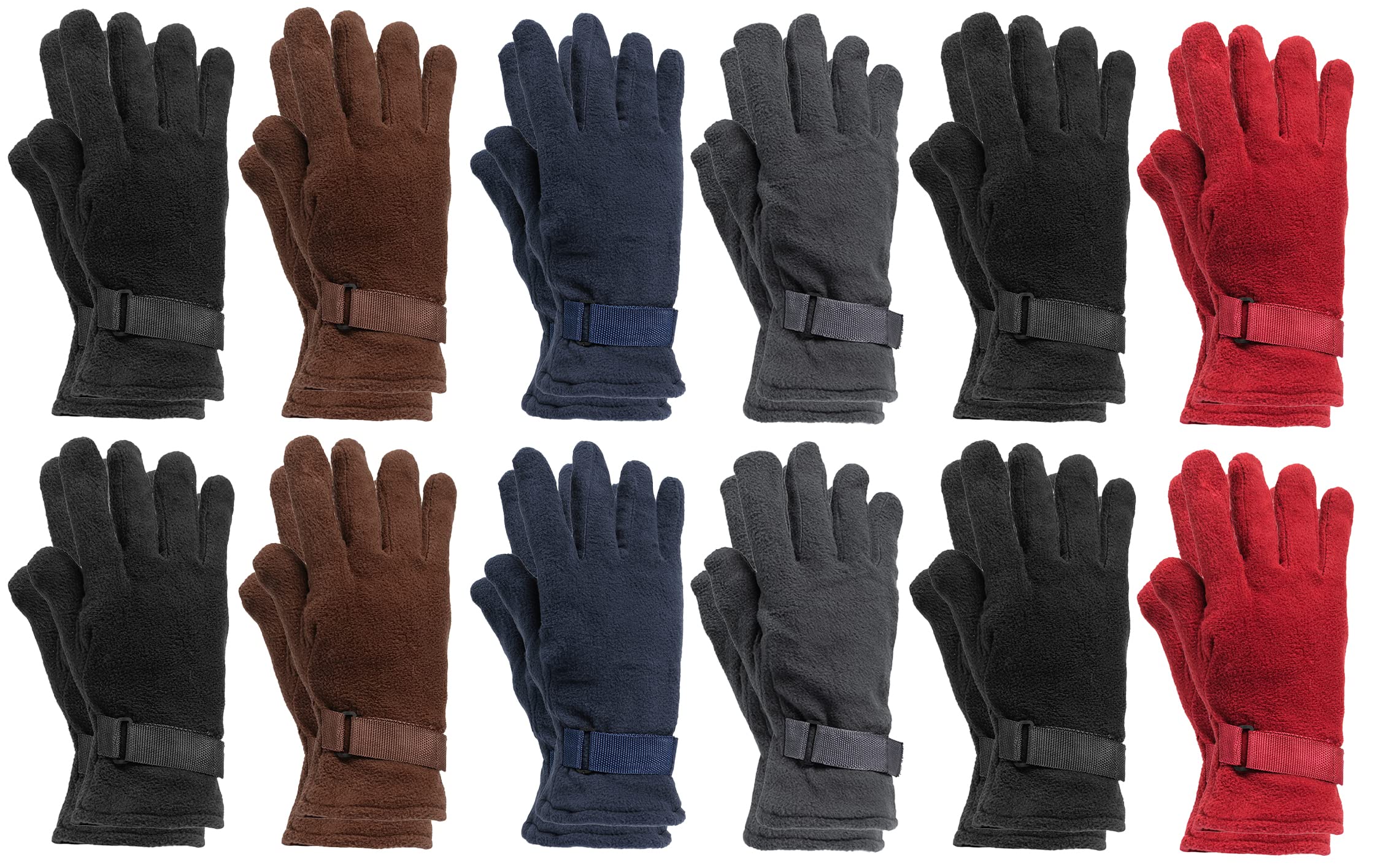 Yacht & Smith Value Pack of Unisex Warm Winter Fleece Gloves, Many Colors, Mens, Womens and Kids