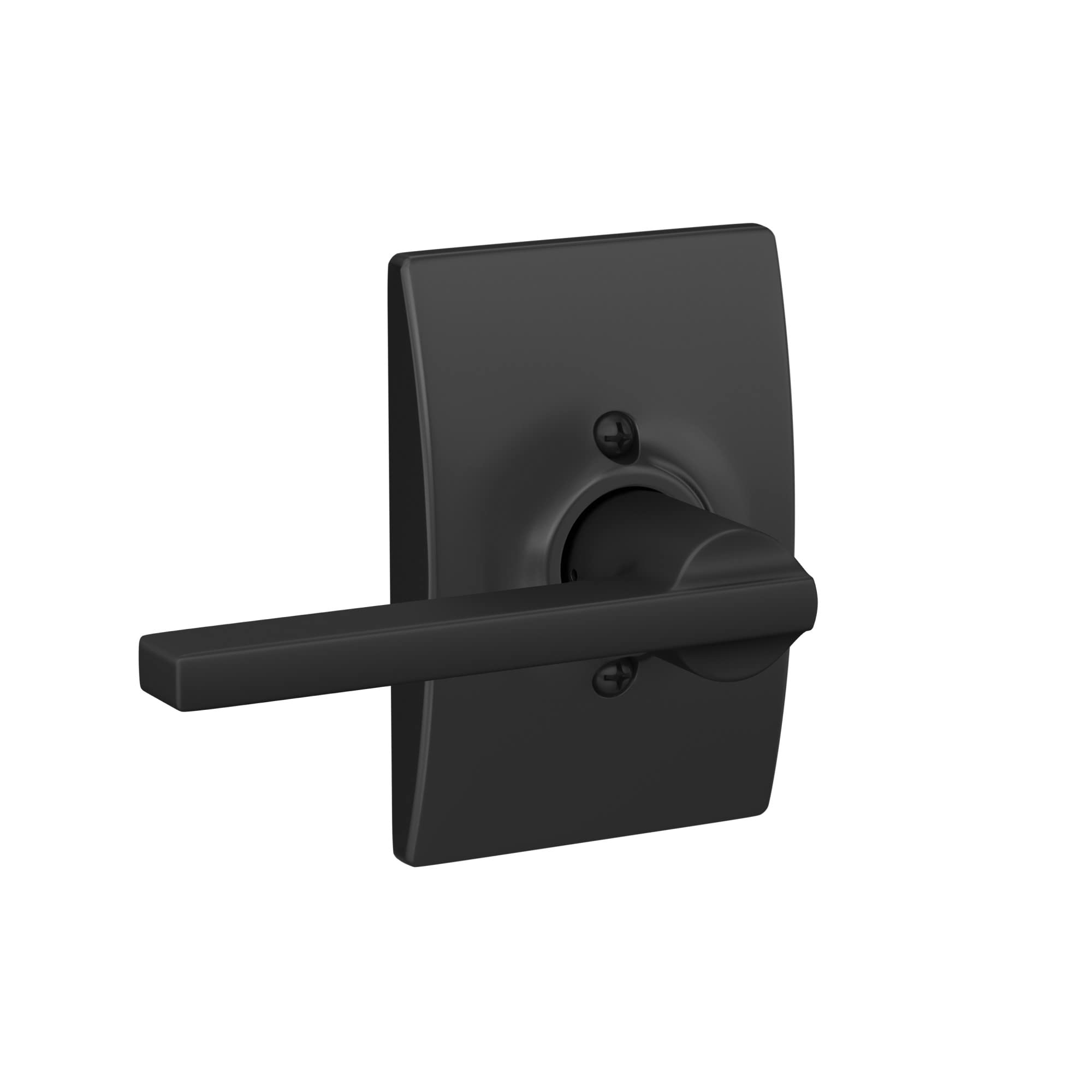 Schlage F10 LAT 622 CEN Latitude Door Lever with Century Trim, Hall & Closet Passage Lock, Matte Black