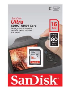 sandisk ultra 16gb class 10 sdhc memory card up to 80mb/s- sdsdun-008g-g46 [newest version]