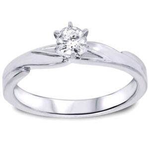 1/4ct Diamond Engagement Wedding Ring Set 10K White Gold - Size 8.5