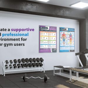 Gym Workout Posters - Set of 7 - Laminated - EXTRA LARGE 33" X 23.5" - Exercise Posters - Gym or Home Workout Charts - Includes Video Training Support