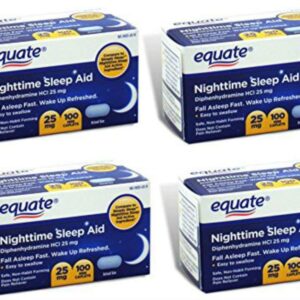 Equate - Nighttime Sleep Aid 25 mg, 100 Mini-Caplets (Pack of 4)