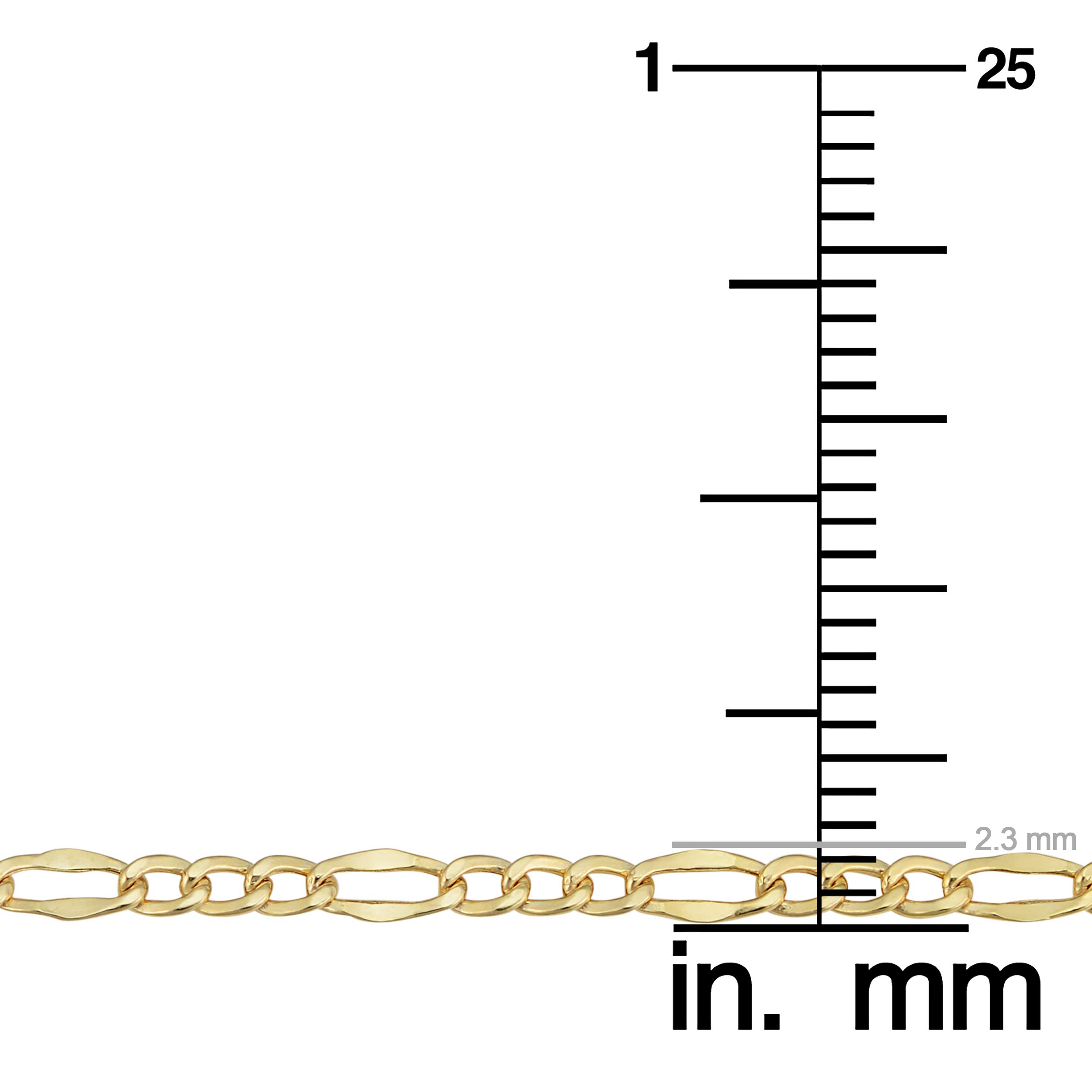 Kooljewelry 10k Yellow Gold Figaro Link Anklet for Women (2.3 mm, 9 inch)