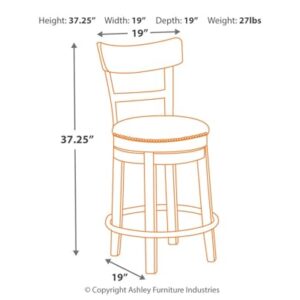 Signature Design by Ashley Pinnadel 24.25" Modern Farmhouse Swivel Counter Height Barstool, Light Brown