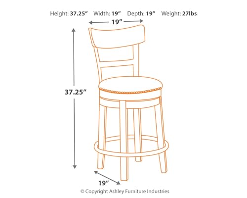 Signature Design by Ashley Pinnadel 24.25" Modern Farmhouse Swivel Counter Height Barstool, Light Brown