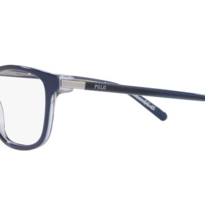 Polo Ralph Lauren Men's PH2117 Rectangular Prescription Eyewear Frames, Shiny Transparent Blue/Demo Lens, 54 mm