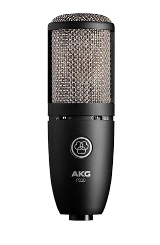 AKG Pro Audio P220 High-Performance Condenser Microphone, Great for Vocals, Guitar, Brass. XLR Connector, Black