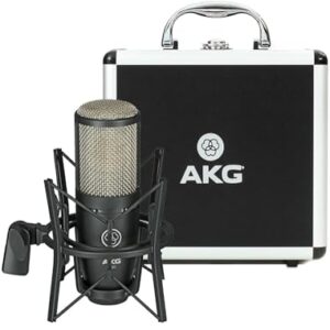 AKG Pro Audio P220 High-Performance Condenser Microphone, Great for Vocals, Guitar, Brass. XLR Connector, Black