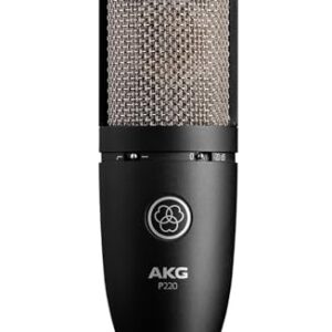 AKG Pro Audio P220 High-Performance Condenser Microphone, Great for Vocals, Guitar, Brass. XLR Connector, Black