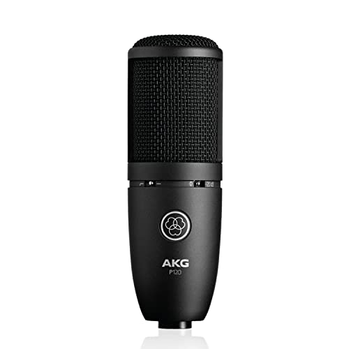 AKG Pro Audio P120 - Affordable 2/3-Inch Diaphragm Condenser Microphone for Clear Vocals & Instruments. Studio Recording or Live. XLR Connector. Black