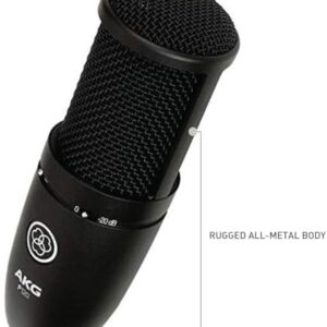 AKG Pro Audio P120 - Affordable 2/3-Inch Diaphragm Condenser Microphone for Clear Vocals & Instruments. Studio Recording or Live. XLR Connector. Black