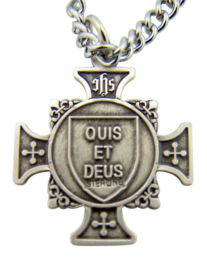 HMHReligiousMfg Quis Et Dues Saint Michael Cross 7/8 Inch Sterling Silver Medal