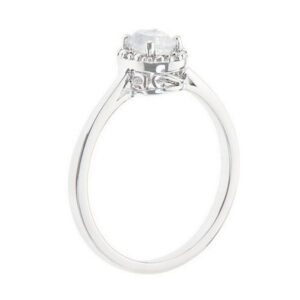 TheJewelryMaster .55 Carat Oval Shape Moonstone & Diamond Halo Engagement Ring 6mm x 4mm