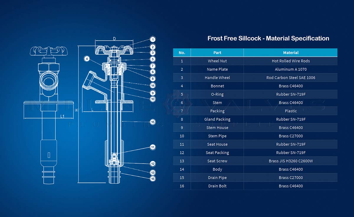 Midline Valve 8428P Sillcock Pipe Chrome Plated Brass Body Frost 1/2 inch PEX Connection and 3/4 inch Hose Bib, 6