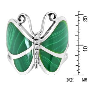 AeraVida Captivating Butterfly Motif Green Malachite Statement .925 Sterling Silver Ring (8)