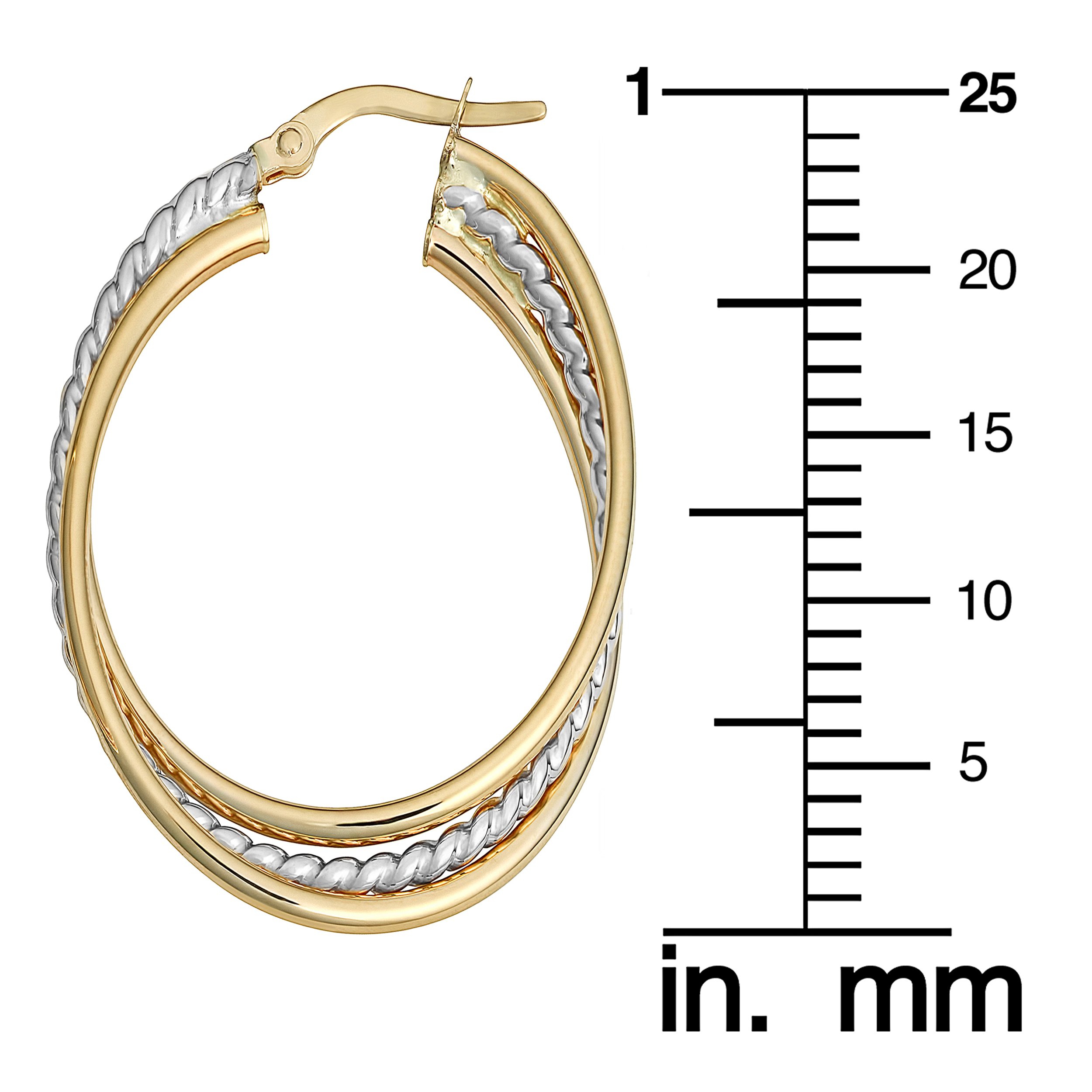 Kooljewelry 10k Two-tone Gold Overlapping Oval Hoop Earrings