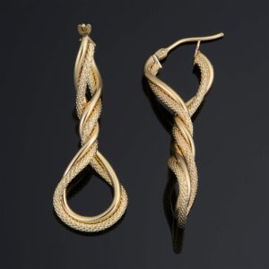 Kooljewelry 10k Yellow Gold Twisted Elongated Hoop Earrings