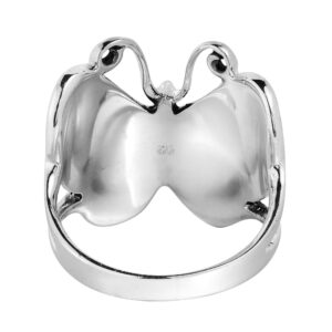 AeraVida Captivating Butterfly Motif White MOP Statement .925 Sterling Silver Ring | Statement Fashion, Promise Ring, Couple Unisex Ring | Jewelry Gift for All Occasions | Size 8