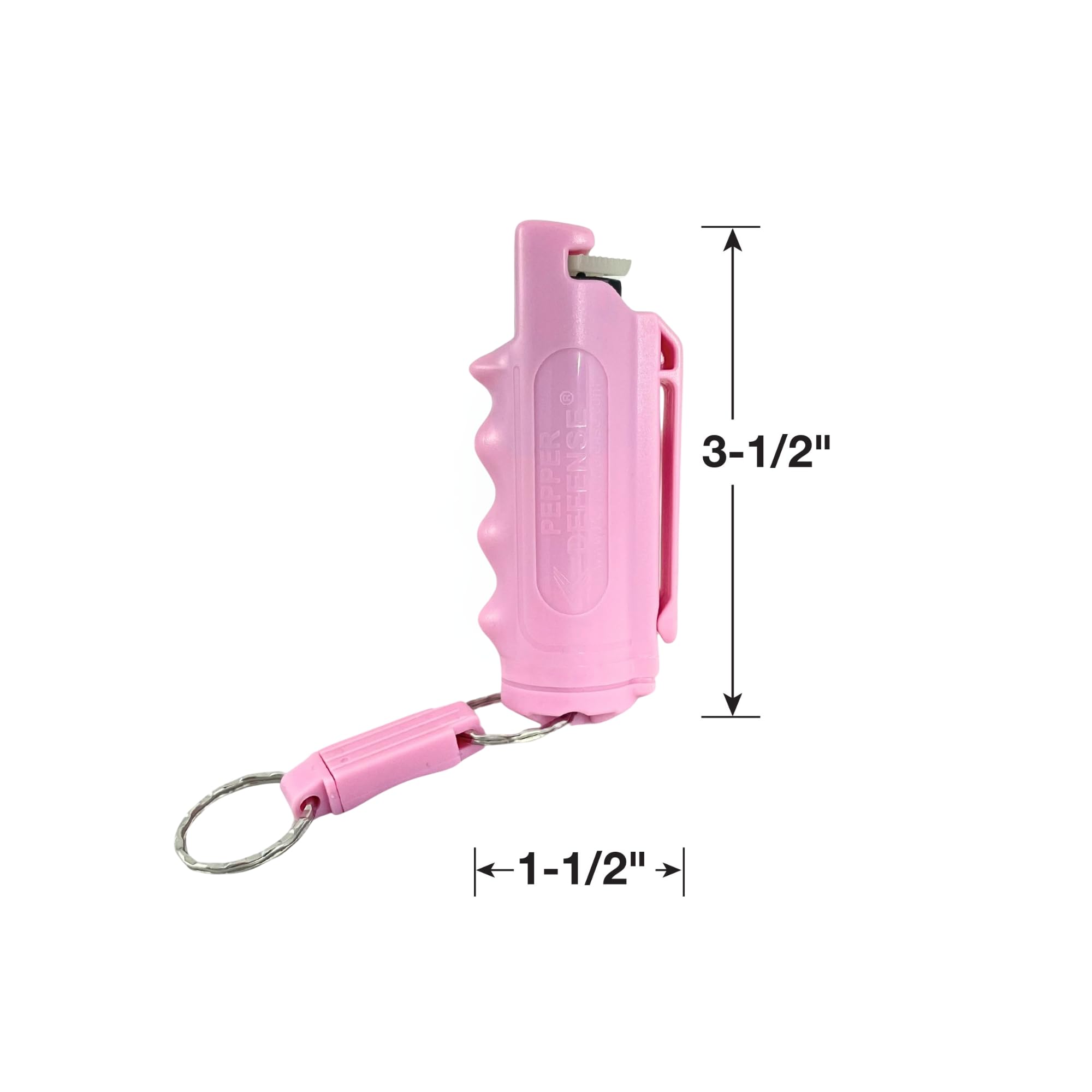 Pepper Defense 4-in-1 Stream Pepper Spray Pink - Belt Clip Holster with Quick Release Keychain - Maximum Strength Formula with 10% OC, CS, CN, Marking Dye (Pink Pepper Spray)