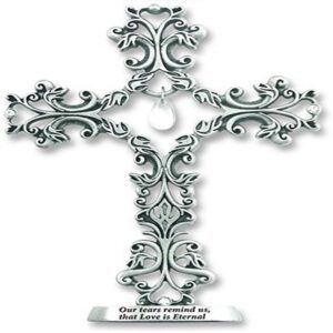 cathedral art standing cross with dangling tear-shaped crystal figurine, model:qp321