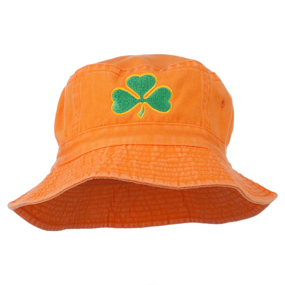 e4Hats.com Saint Patrick's Day Clover Embroidered Bucket Hat - Orange OSFM