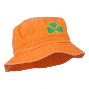 e4Hats.com Saint Patrick's Day Clover Embroidered Bucket Hat - Orange OSFM