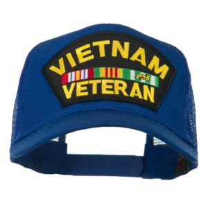 vietnam veteran military patched mesh back cap - royal osfm