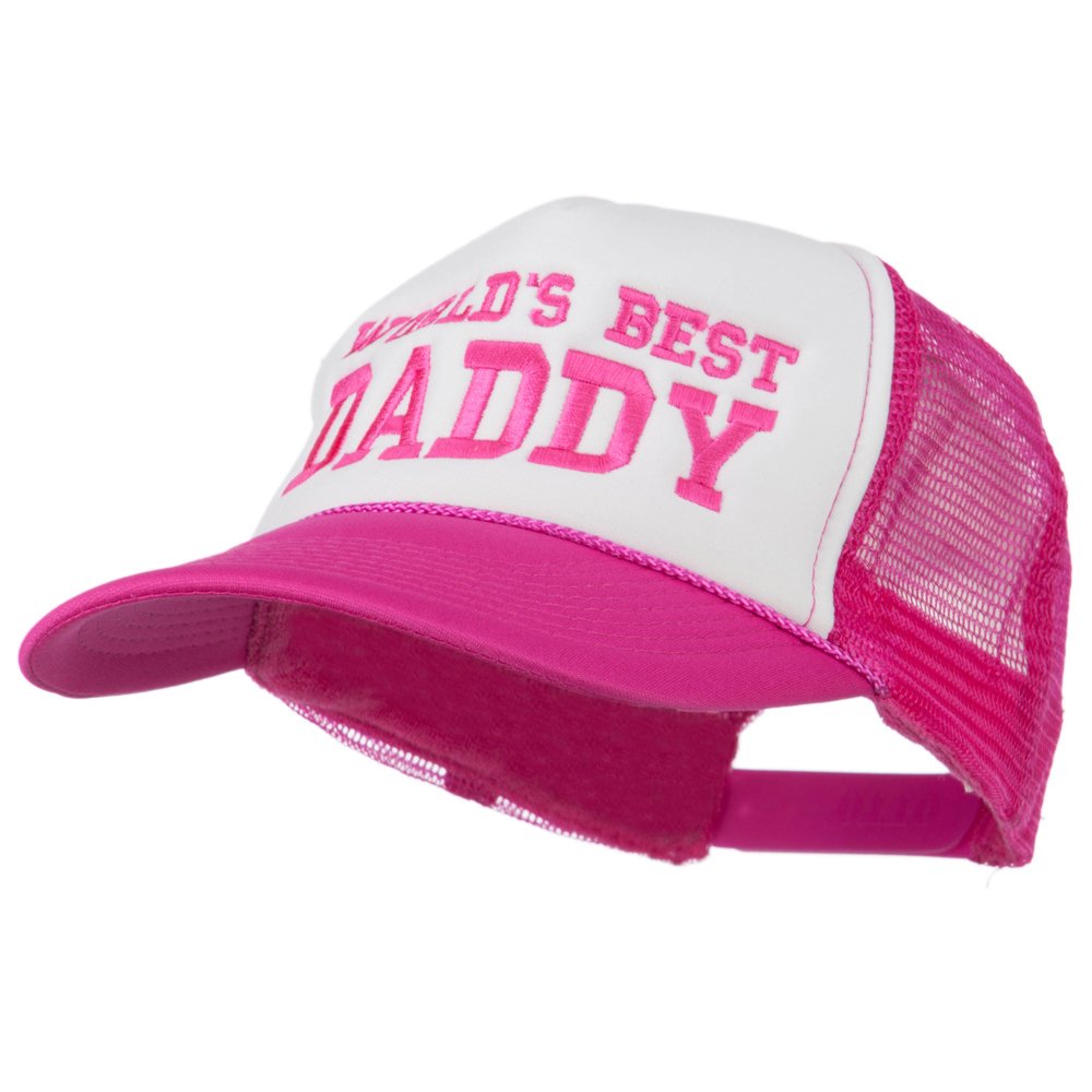 World's Best Daddy Embroidered Foam Mesh Back Cap - Hot Pink White OSFM